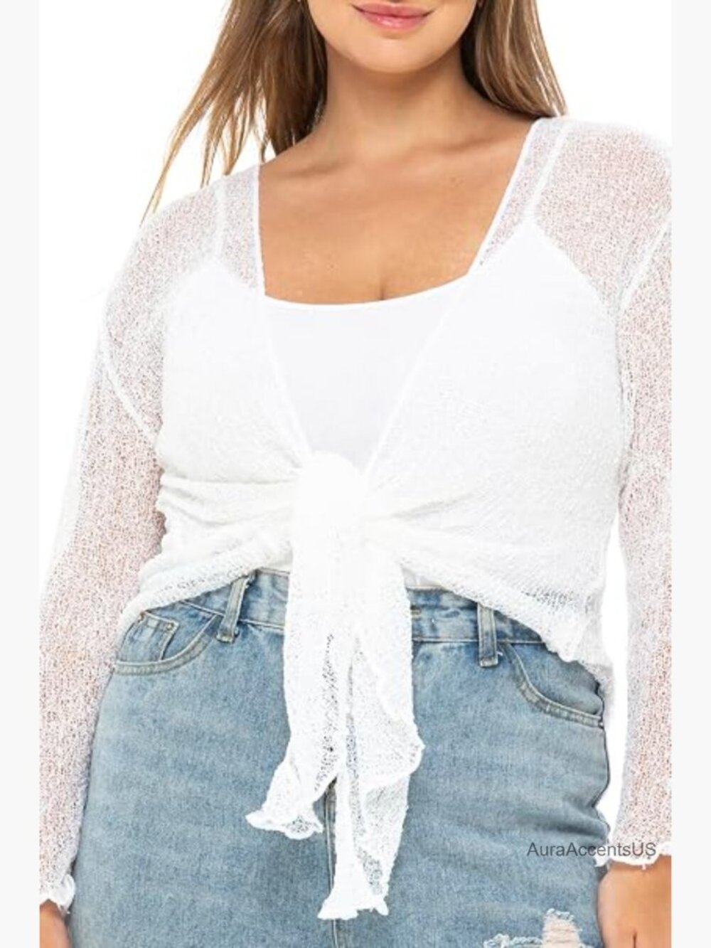 Plus Size Shrug Bolero Sheer Cardigan Lightweight Sweater Arm Cover